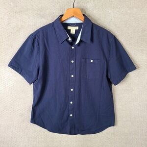 Elliot Mulryan Shirt Mens Navy Blue Short Sleeve Button Up‎ Shirt Size M